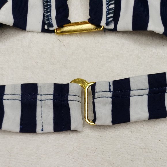 new L Women's Swimsuit Bikini Top Marilyn Monroe Navy & White Polka PinUp Retro - Picture 11 of 11